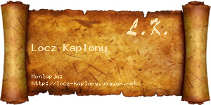Locz Kaplony névjegykártya